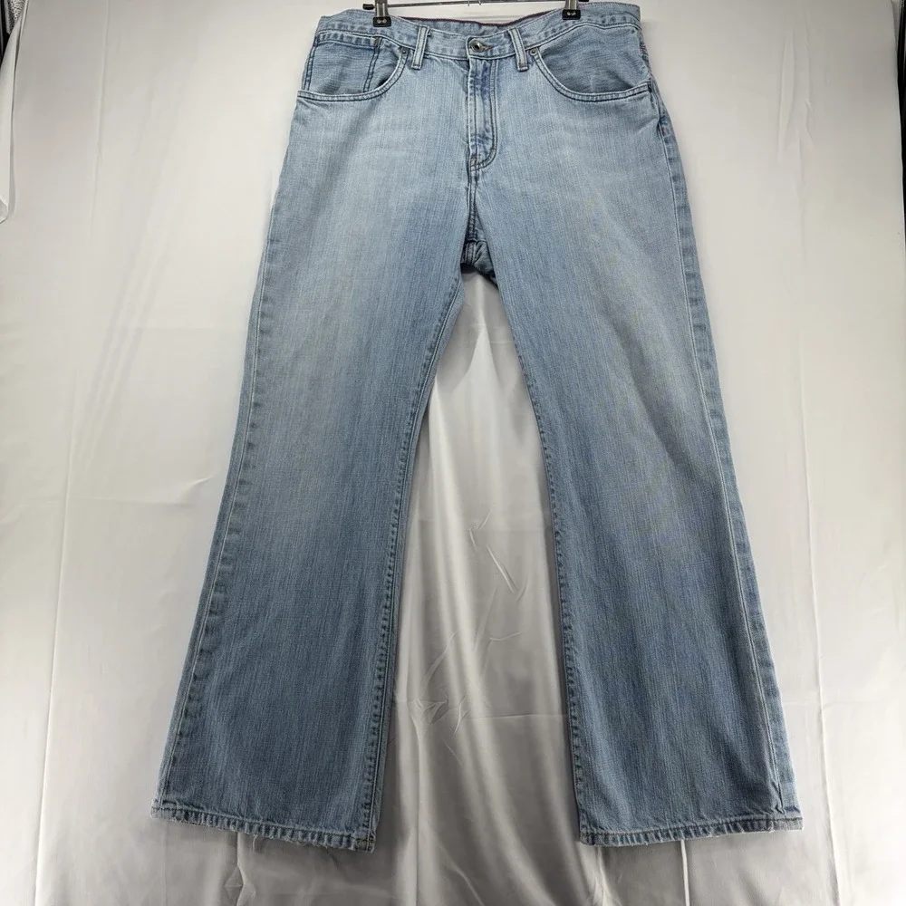 Banana Republic Men's Blue Denim Boot Cut Jeans 33x32 (Fits 33x30) Distressed